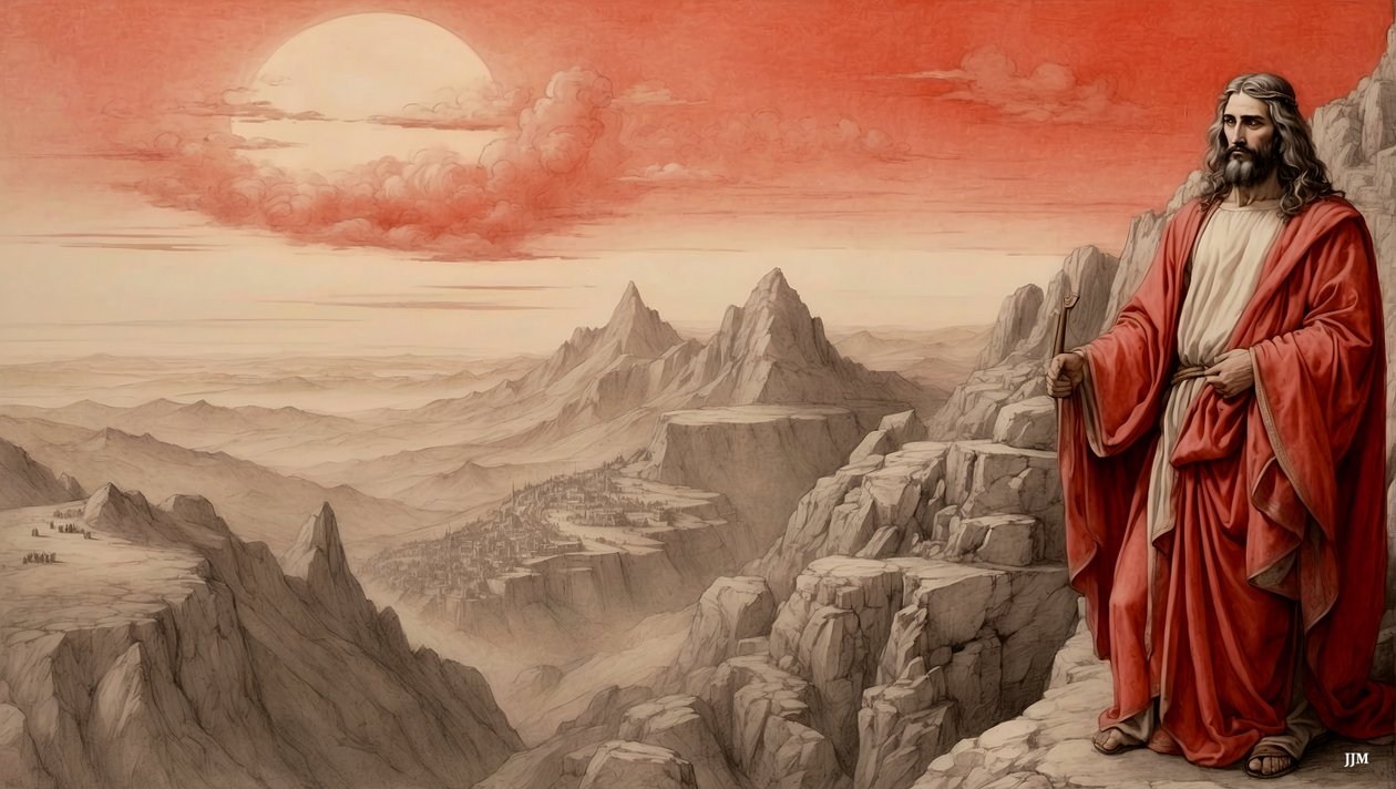 Jesus_ble vist alle verdens riker av djevelen på et fjell - tilbe meg_04 av Josef Johann Michel