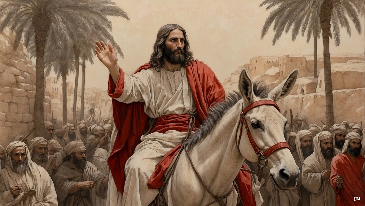 Jesus går inn i Jerusalem 03 av Josef Johann Michel