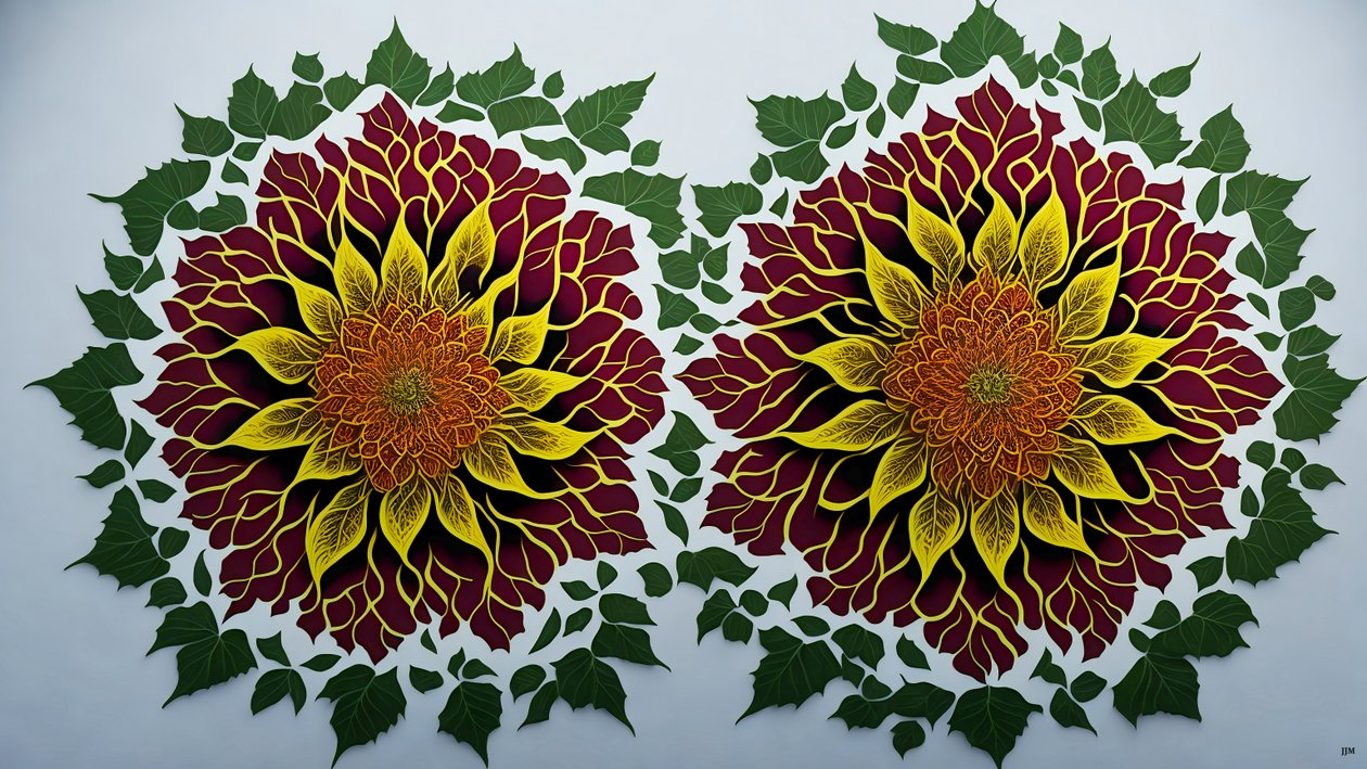 mandala: hibiscus-flower elements_02 av Josef Johann Michel