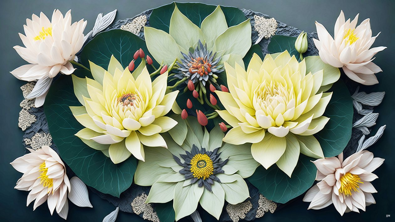 mandala: vannliljer elementer_02 av Josef Johann Michel