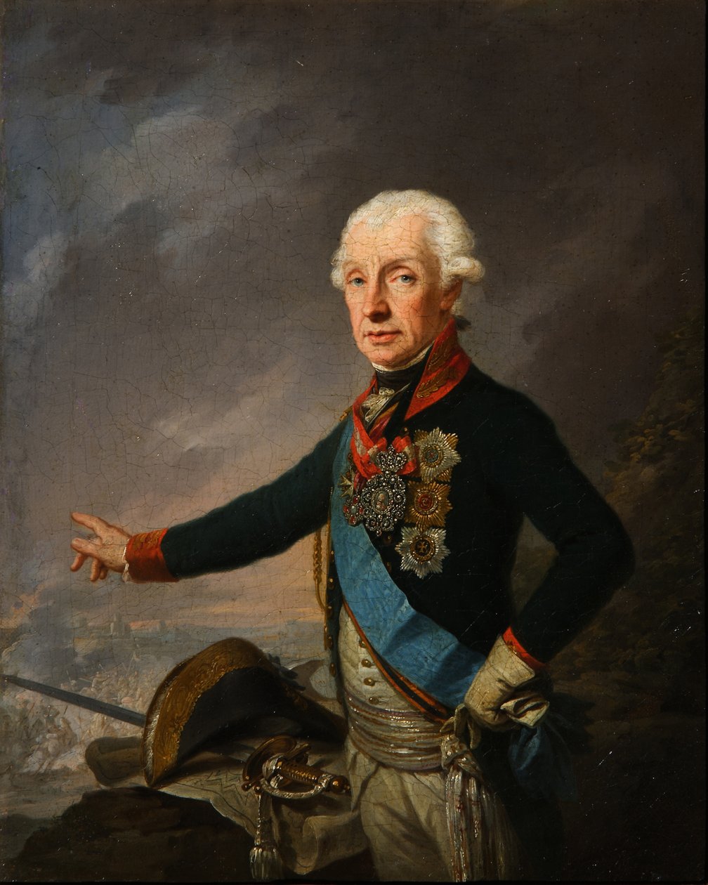 Portrett av feltmarskalk generalissimo prins Alexander Suvorov 1729–1800, 1799 av Josef Kreuzinger