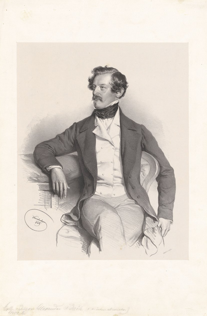 Alexander friherre von Bach (1813-1893), jurist, politiker av Josef Kriehuber