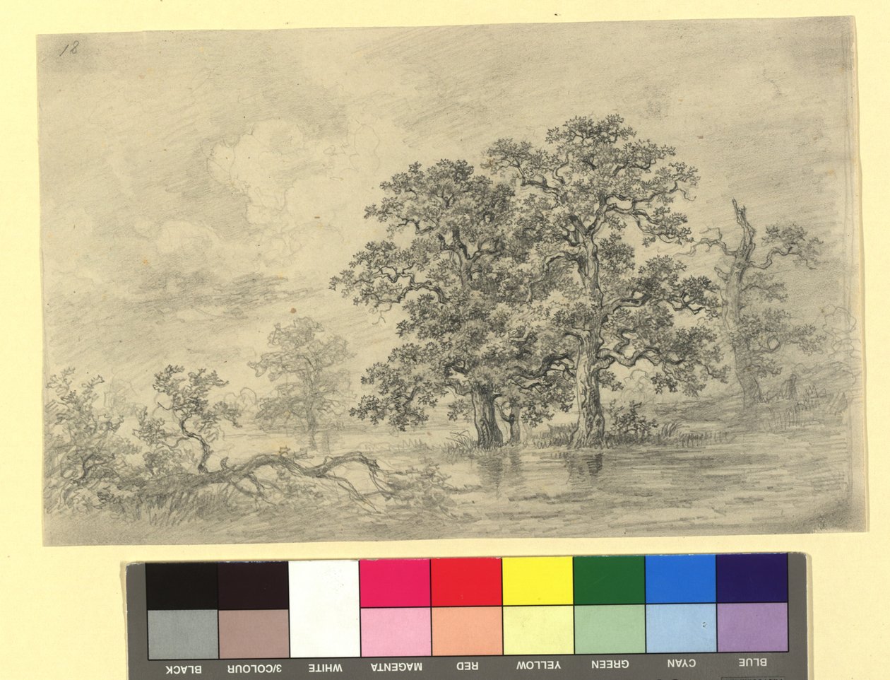 Elvelandskap med trær av Josef Kriehuber