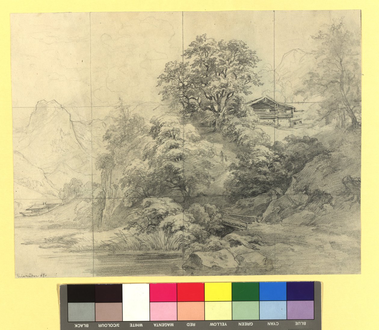 Fjellandskap med gårder av Josef Kriehuber
