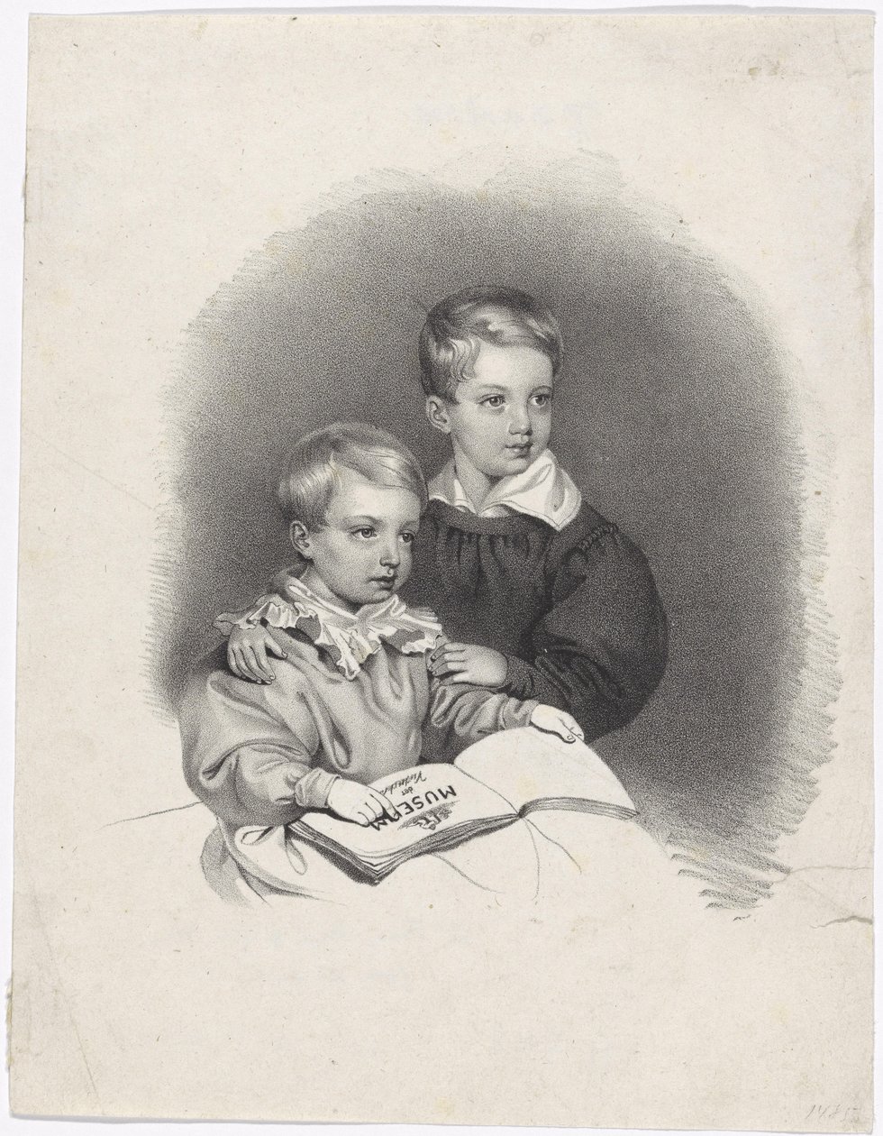Kronprins Franz Joseph og erkehertug Ferdinand Maximilian Josef som barn av Josef Kriehuber