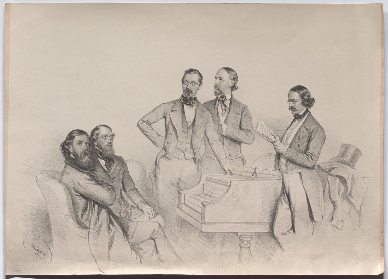 Østerrikske komponister; Heinrich Proch, Franz von Suppé, Karl Binder, Anton Emil Titl, Anton Maria Storch av Josef Kriehuber