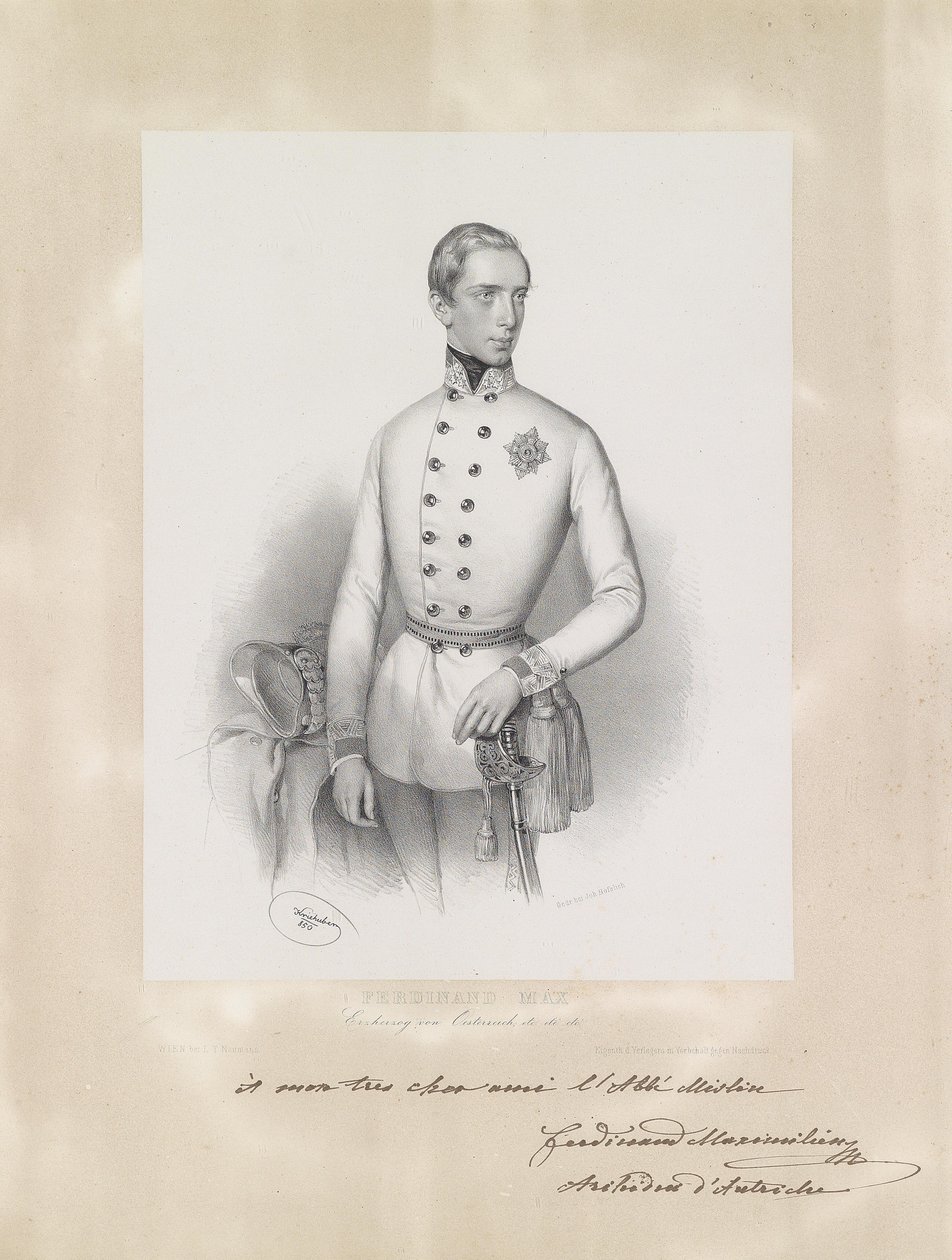 Portrett av den unge erkehertug Ferdinand Maximilian i uniform av Josef Kriehuber