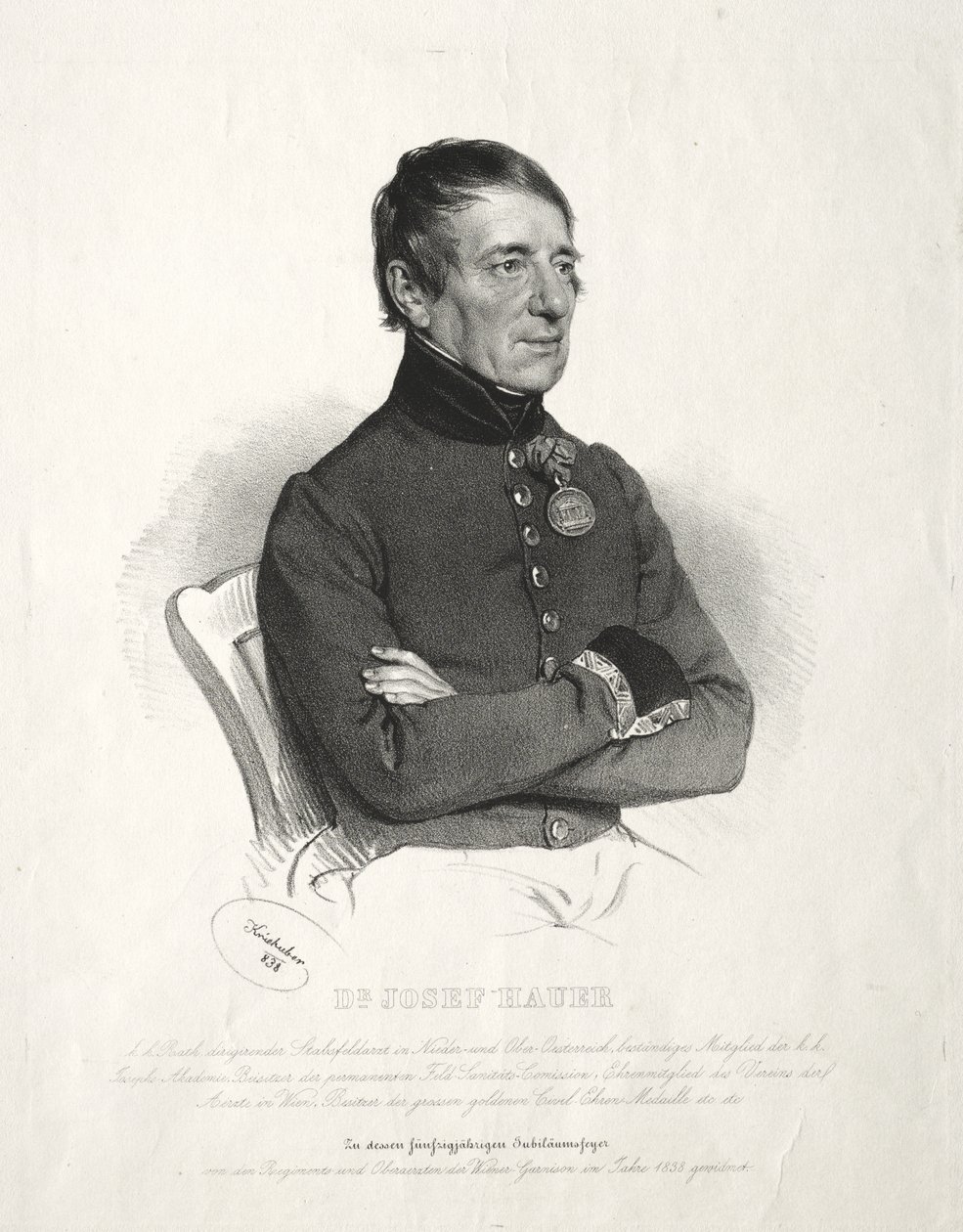 Portrett av Dr. Jospeh Hauer av Josef Kriehuber