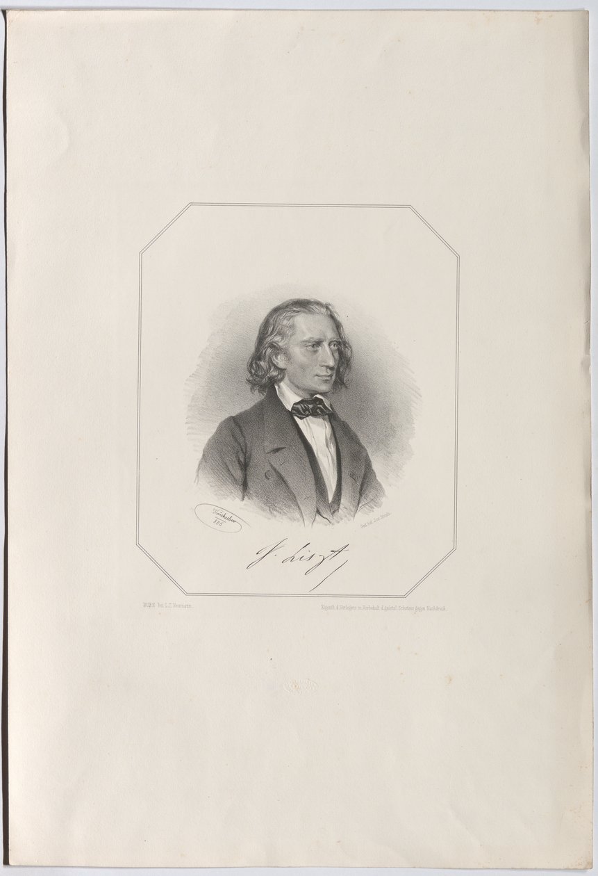 Portrett av Franz Liszt 1811-1886, 1856. av Josef Kriehuber