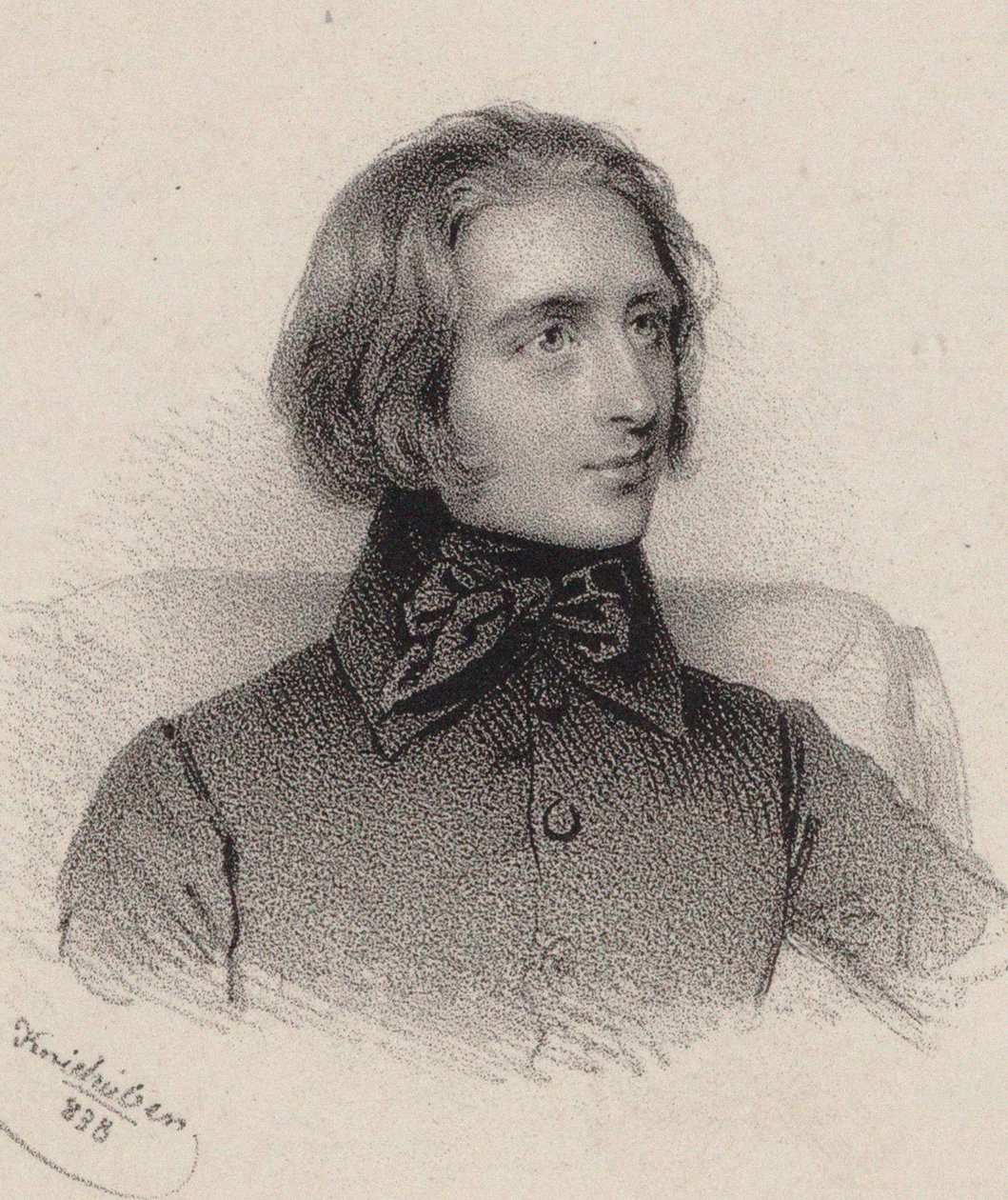 Portrett av komponisten Franz Liszt 1811-1886, 1838. av Josef Kriehuber