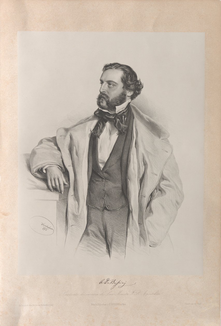 Portrett av operasangeren Achille De Bassini 1819-1881, 1854. av Josef Kriehuber