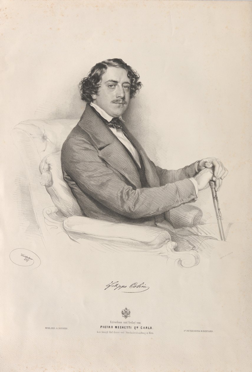 Portrett av operasangeren Filippo Colini 1811-1863, 1847. av Josef Kriehuber