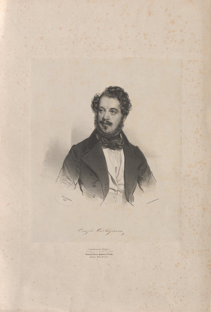 Portrett av operasangeren Giovanni Orazio Cartagenova 1800-1841, 1838. av Josef Kriehuber