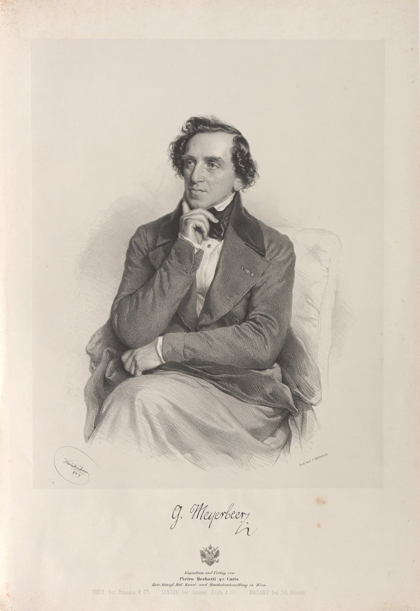Portrett av komponisten Giacomo Meyerbeer 1791-1864, 1847. av Josef Kriehuber