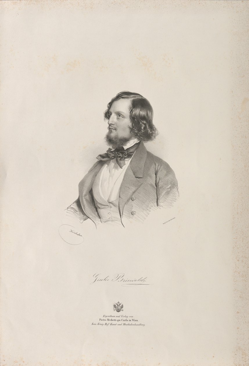 Portrett av fløytisten og komponisten Giulio Briccialdi 1818-1881, før 1850. av Josef Kriehuber