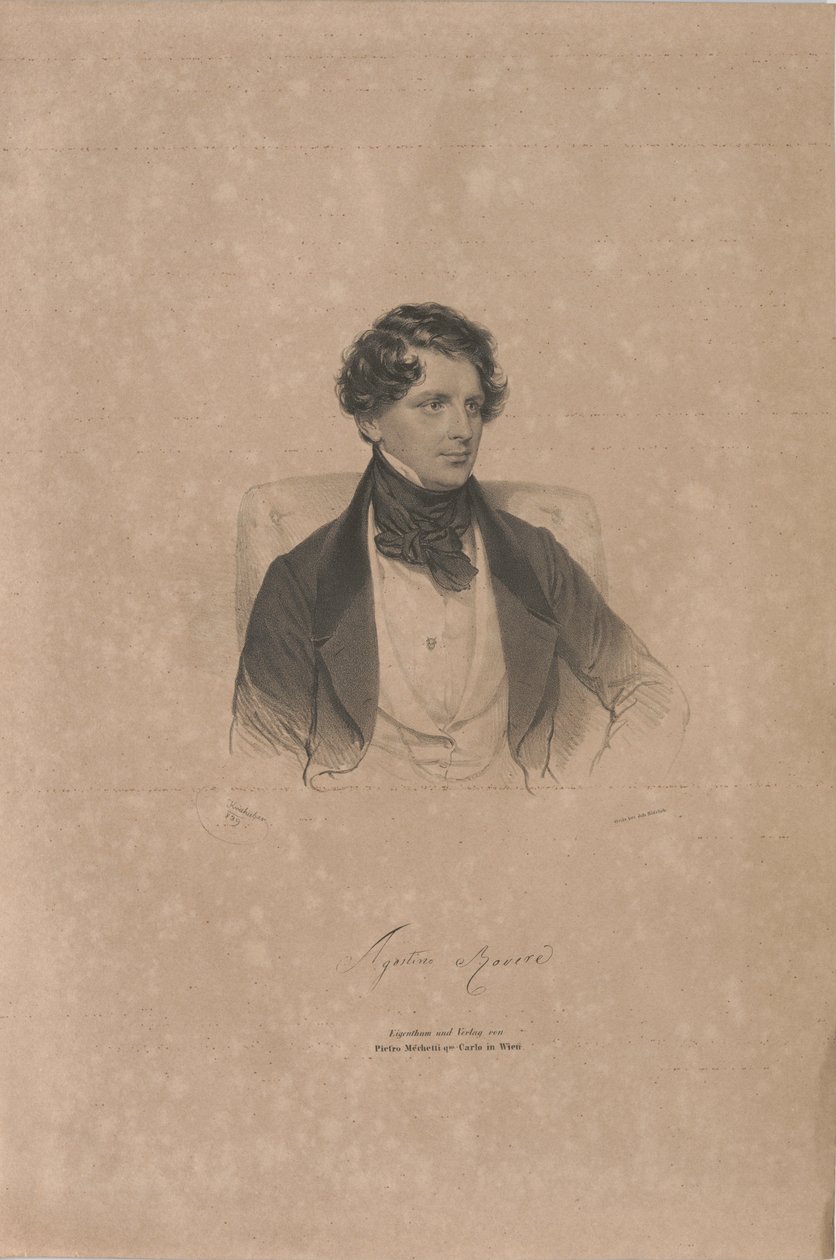 Portrett av operasangeren Agostino Rovere 1804-1865, 1839. av Josef Kriehuber