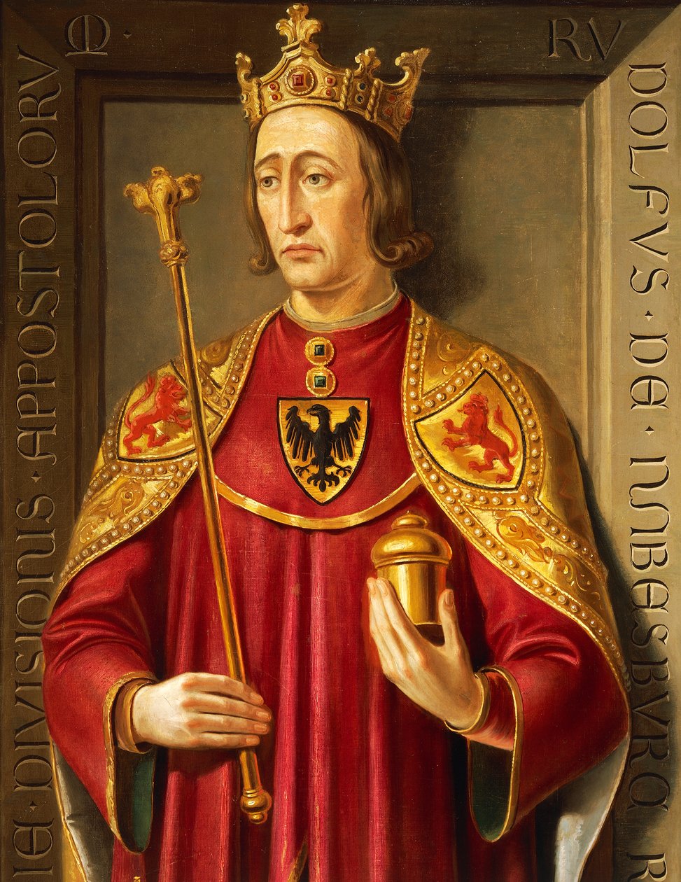 Portrett av Rudolf von Habsburg (1218-91), maleri av Josef Kiss og Friedrich Mayrhofer, detalj av Josef and Mayrhofer Friedrich Kiss