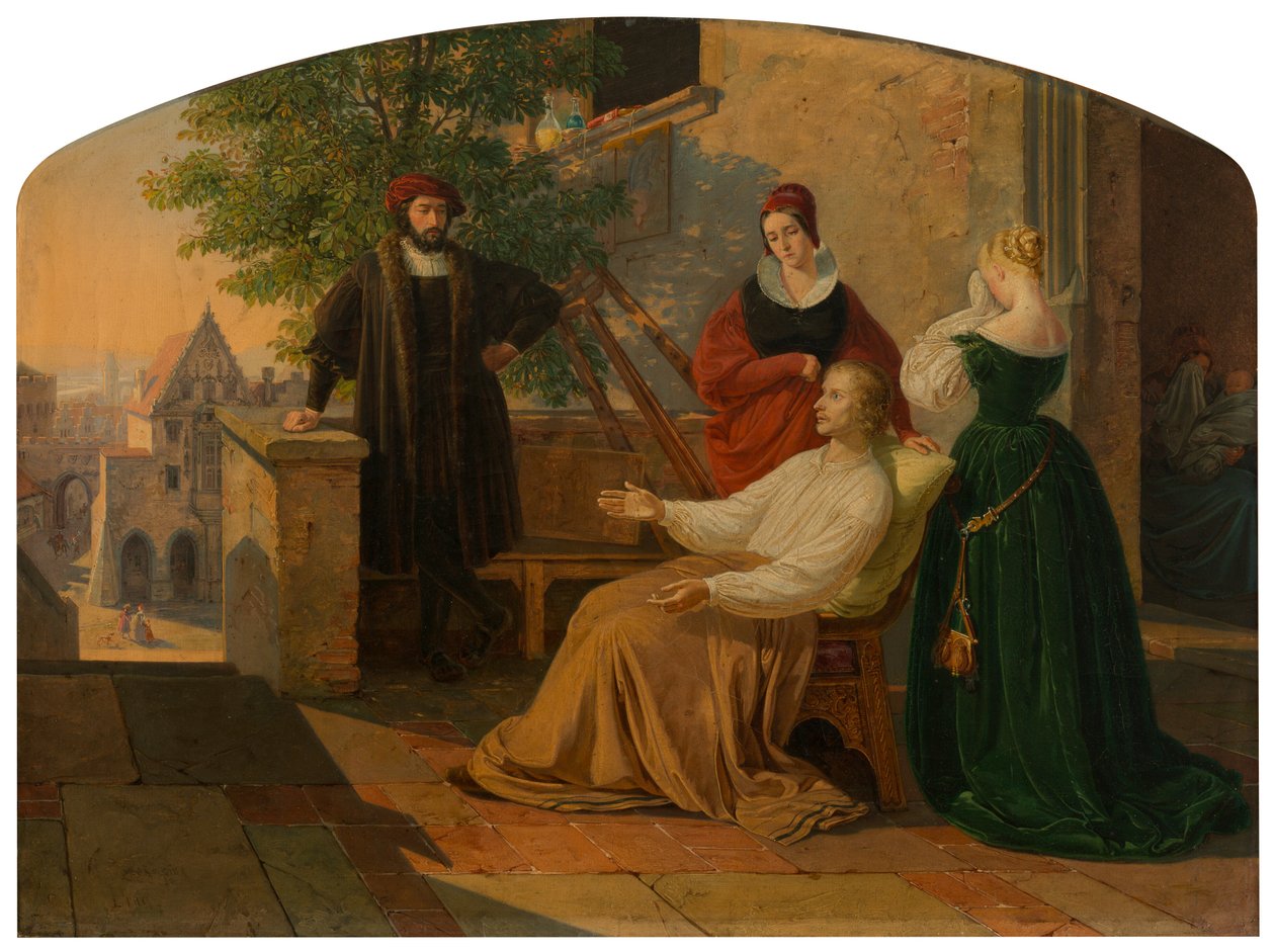 De siste øyeblikkene til Lucas van Leyden, 1843 av Josef Mánes
