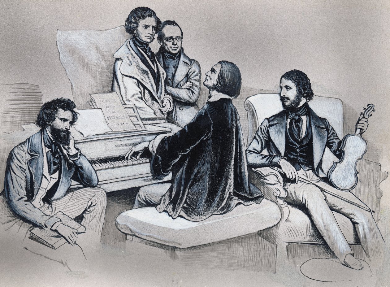 Tegning etter litografi av Josef Kriehuber (1800-1876) av Josef Nikolaus Kriehuber