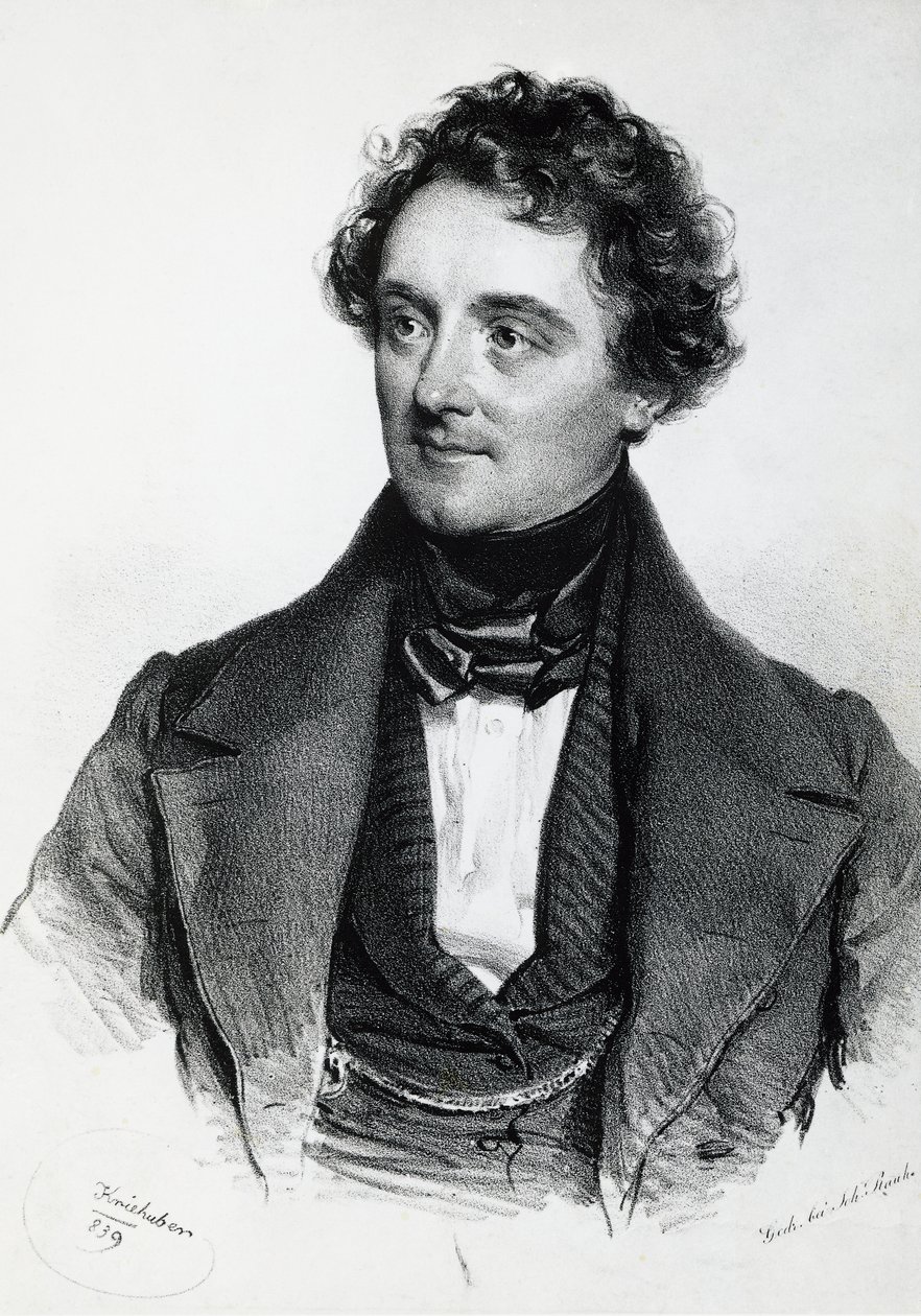 Portrett av Johann Nepomuk Eduard Ambrosius Nestroy (Wien av Josef Nikolaus Kriehuber