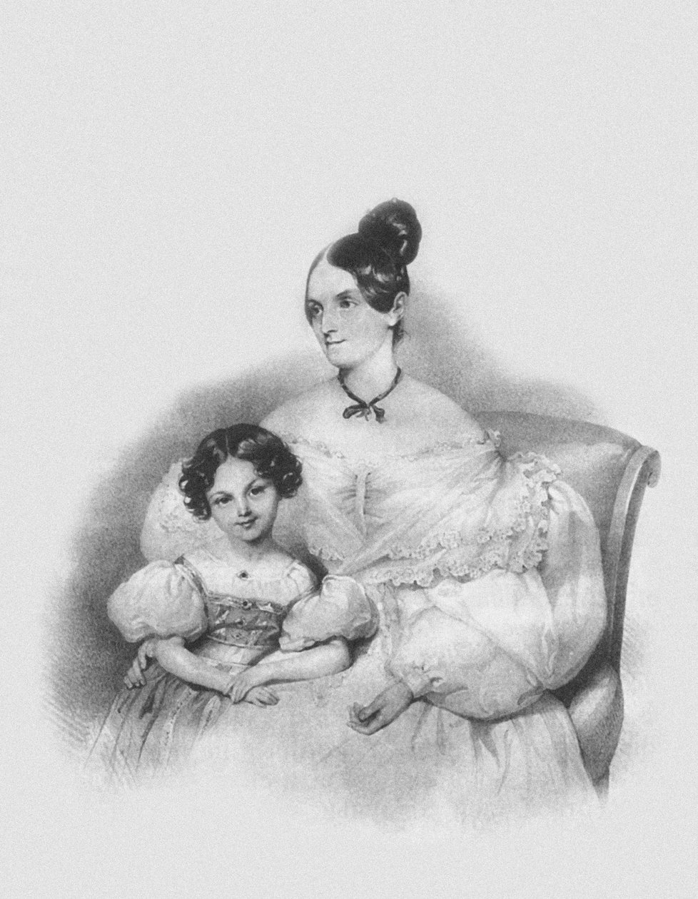 Portrett av Olga Narychkina Potocki med deres datter Sophie 1802-1861, 1835 av Josef Nikolaus Kriehuber