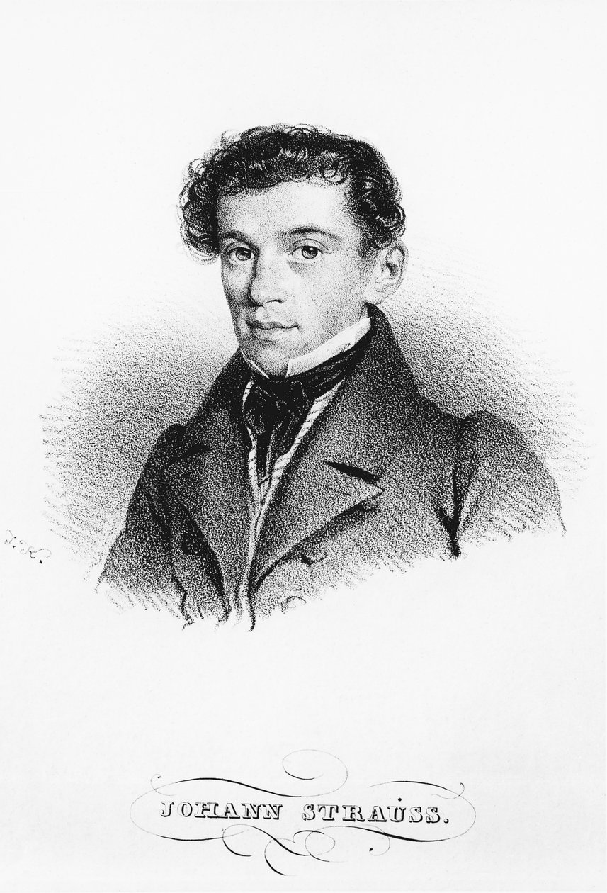 Portrett av den østerrikske komponisten og dirigenten Johann Strauss (Wien av Josef Nikolaus Kriehuber