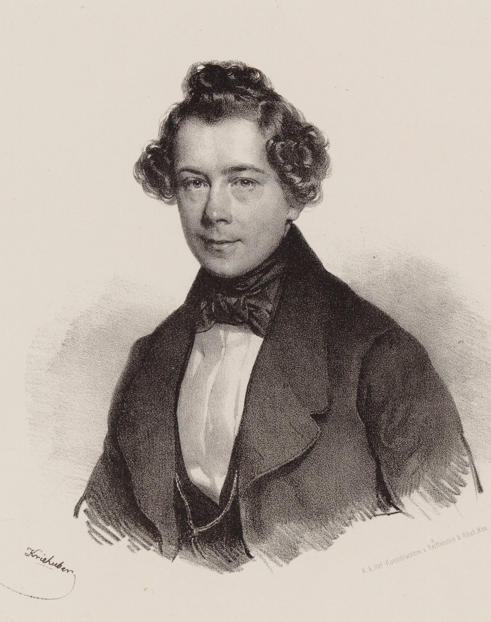 Portrett av komponisten Joseph Lanner 1801-1843, 1830. av Josef Nikolaus Kriehuber