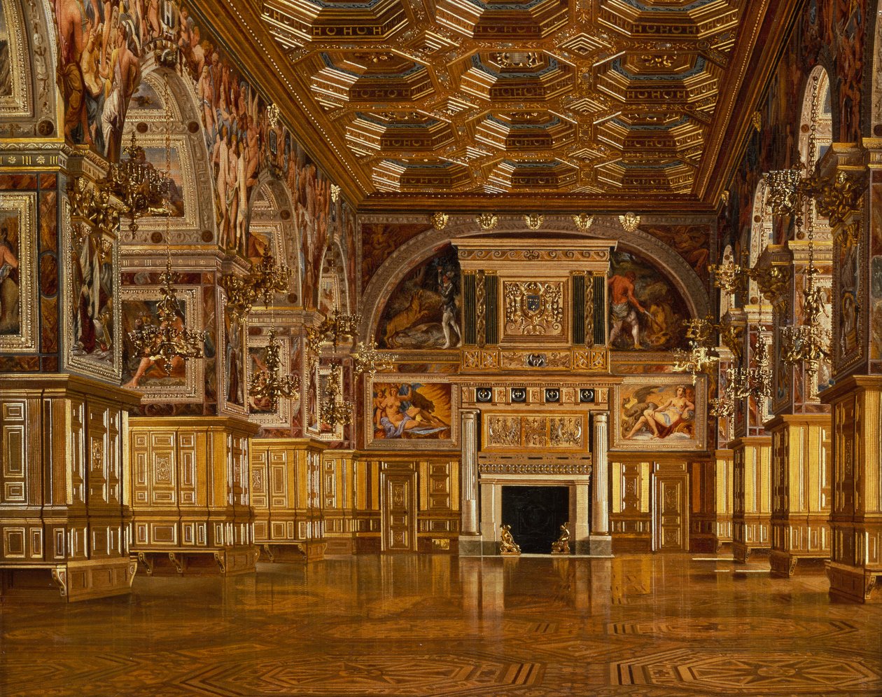 The Ballroom of Fontainebleau (olje på lerret) av Josef Theodor Hansen
