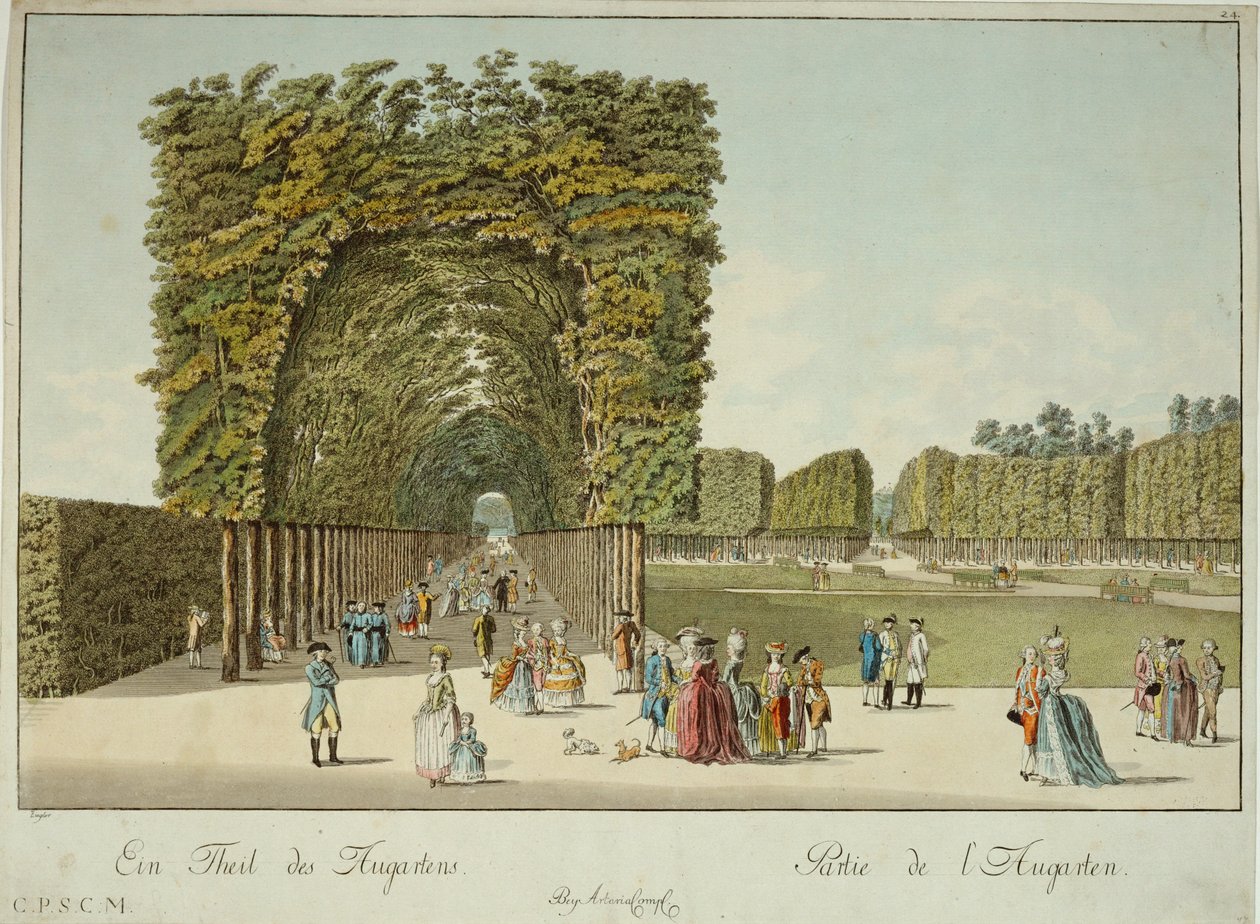 En del av Augarten-parken, åpnet for publikum av keiser Josef II … (gravering) av Josef Ziegler