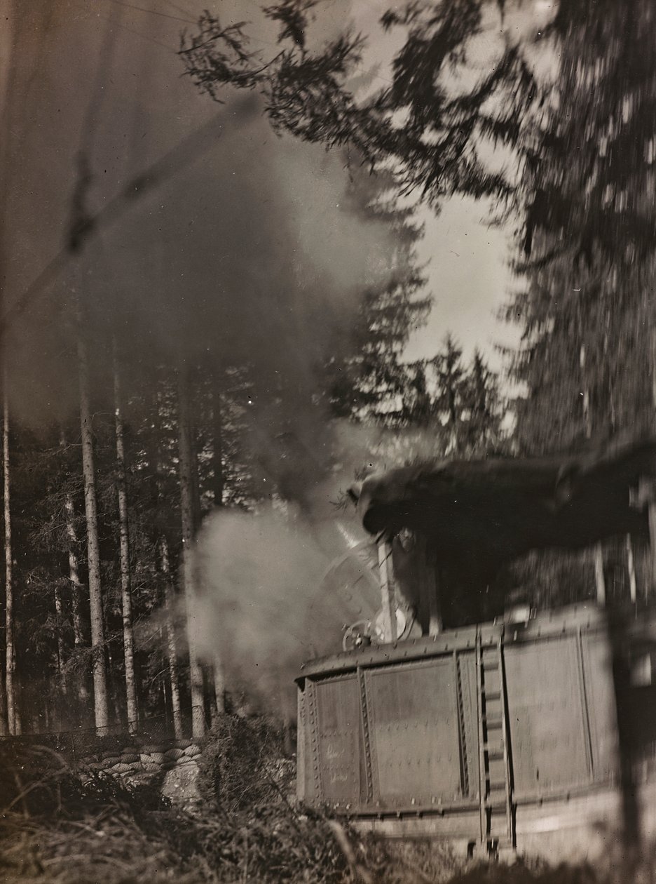 Album "Min verdenskrig - minner fra den sørvestlige fronten i Kärnten, Italia, Trentino-Alto Adige) 31/03/1915-12/11/ 1918 - Josef Zohles Vienna ": en morter Morser i aksjon ( av Josef Zohles