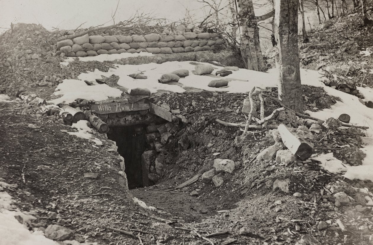 Album "Min verdenskrig - minner fra den sørvestlige fronten i Kärnten, Italia, Trentino-Alto Adige) 31/03/1915-12/11/ 1918 - Josef Zohles Wien ": militærbunker (s/h-bilde) av Josef Zohles
