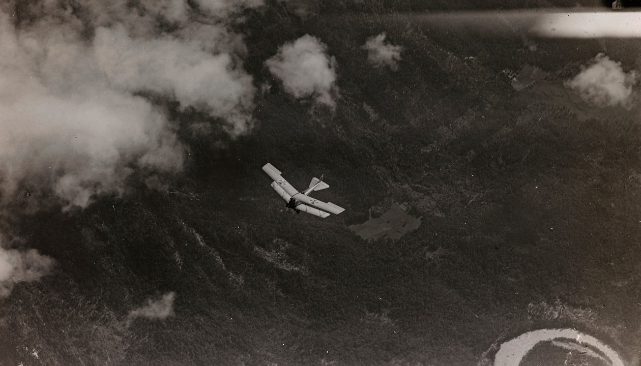 Album "Min verdenskrig - minner fra den sørvestlige fronten i Kärnten, Italia, Trentino-Alto Adige) 31/03/1915-12/11/ 1918 - Josef Zohles Vienna ": et østerriksk fly flyr over av Josef Zohles