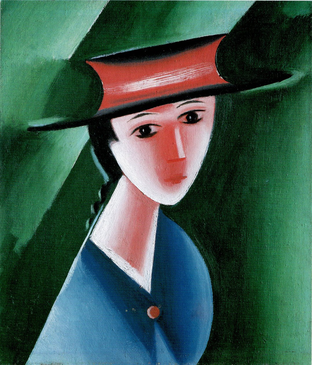 Jente med rød hatt, 1915 av Josef Čapek