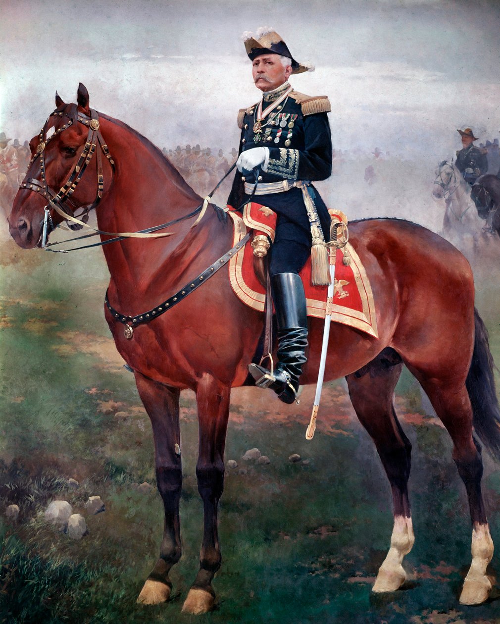 Ridesportrett av Porfirio Diaz (1828-1915), revolusjonær og meksikansk president, maleri av Jose Cusachs (1851-1908) Mexico City, National Museum of History, Chapultepec Castle av Josep Cusachs y Cusachs