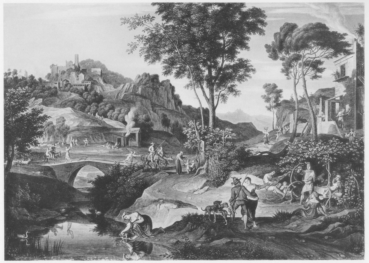 Italiensk landskap med Don Quijote av Joseph Anton Koch