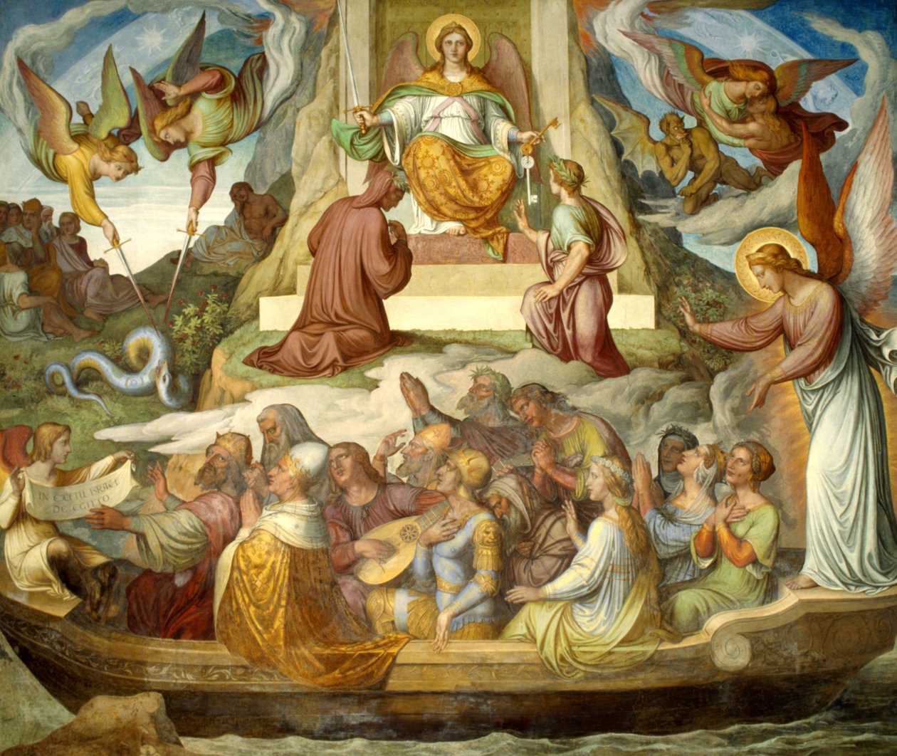 The Boat of the Penitent and the Mountain of Purgatory av Joseph Anton Koch