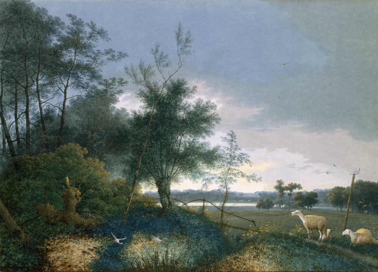 Landskap med en rev som jager gjess av Joseph August Knip