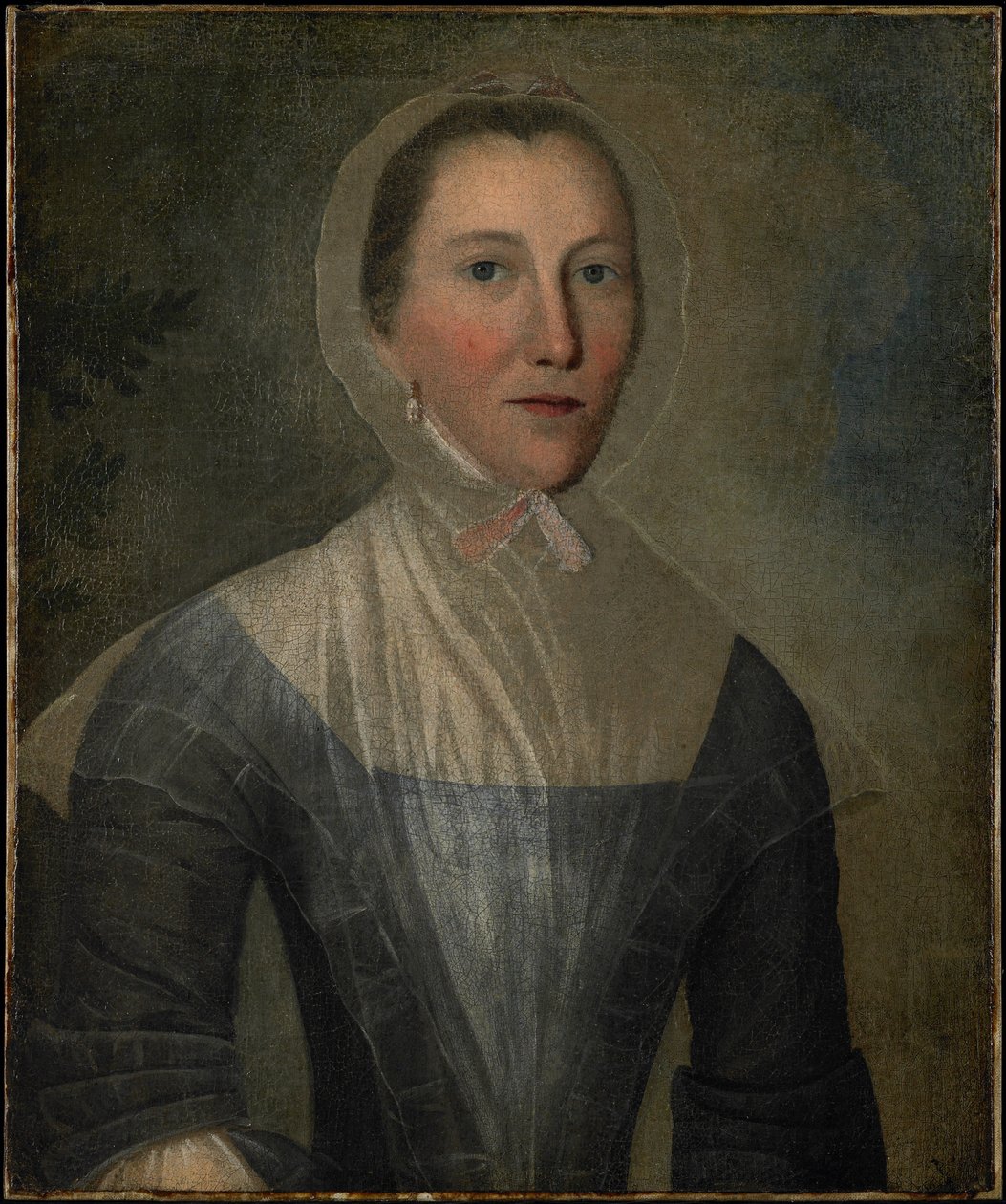 Portrett av Mary Crosswell, 1763 (oljetype på stoff) av Joseph Badger