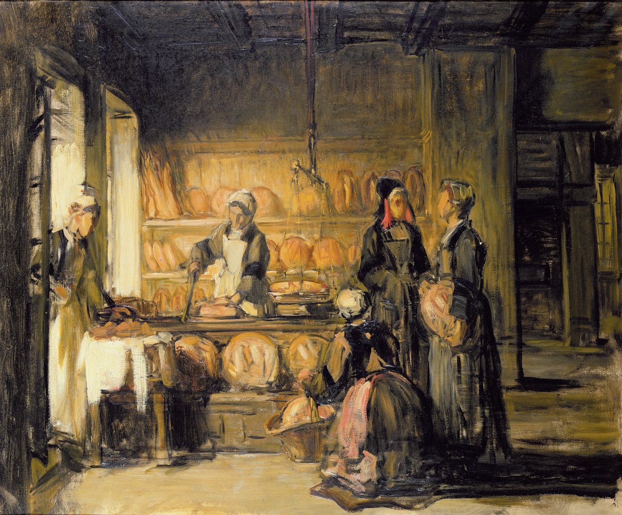 Interiør av en bretonsk boulangerie, ca. 1906 av Joseph Bail