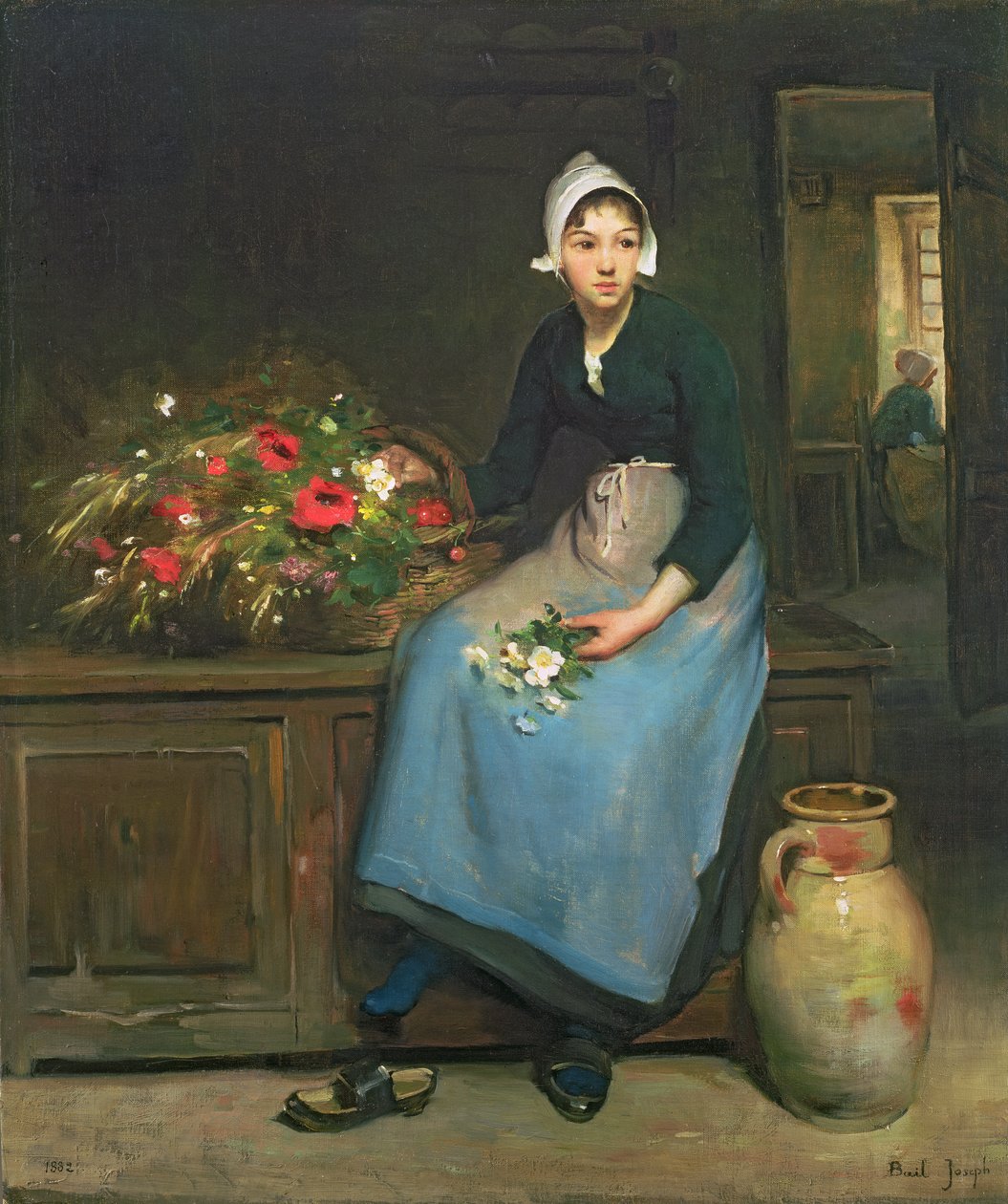 Den unge blomsterselgeren, 1882 av Joseph Bail