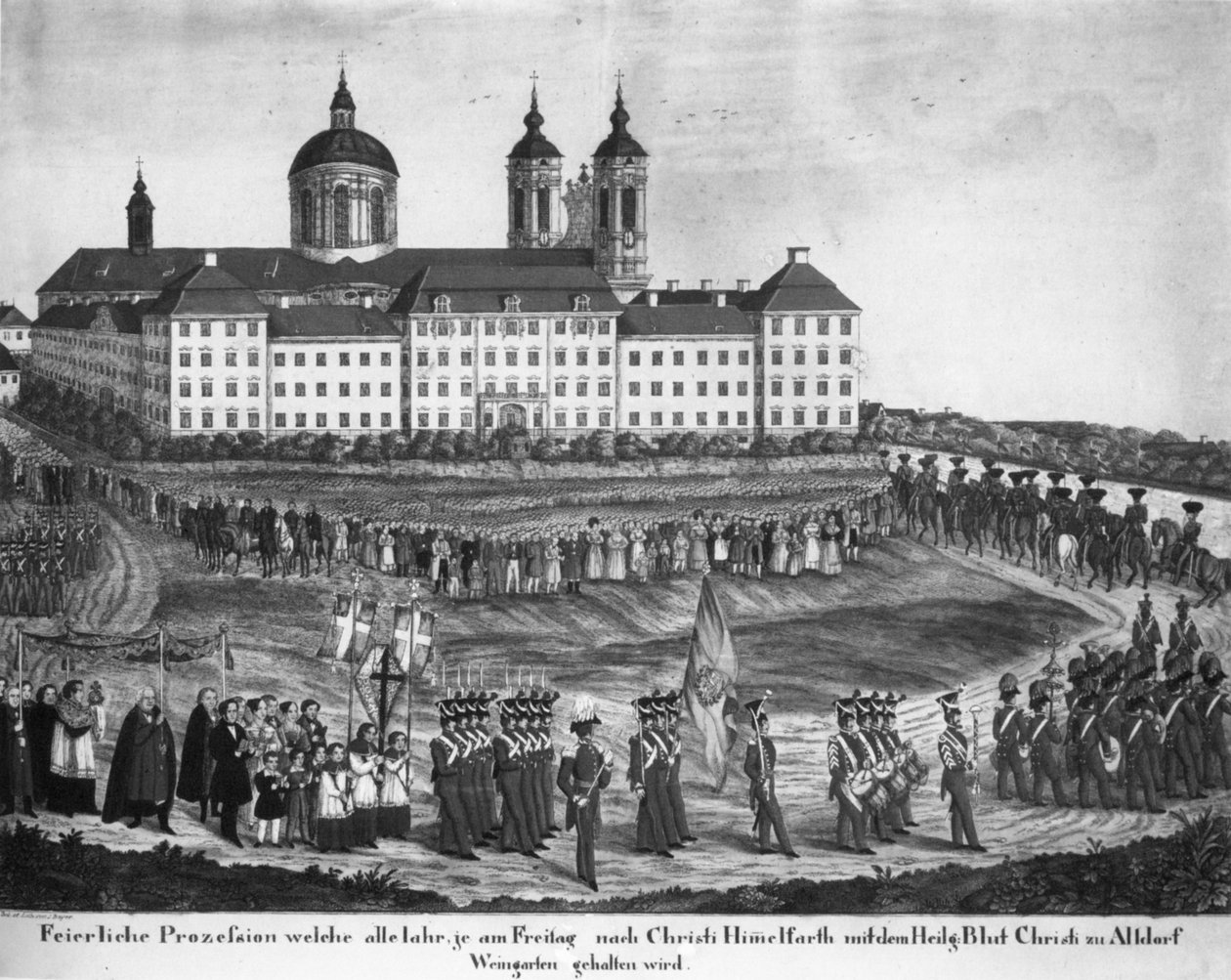Holy Blood prosesjon i Altdorf-Weingarten, rundt 1840 (før 1848) av Joseph Bayer