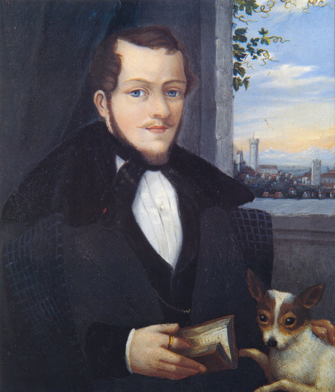 Selvportrett av Joseph Bayer med hund av Joseph Bayer
