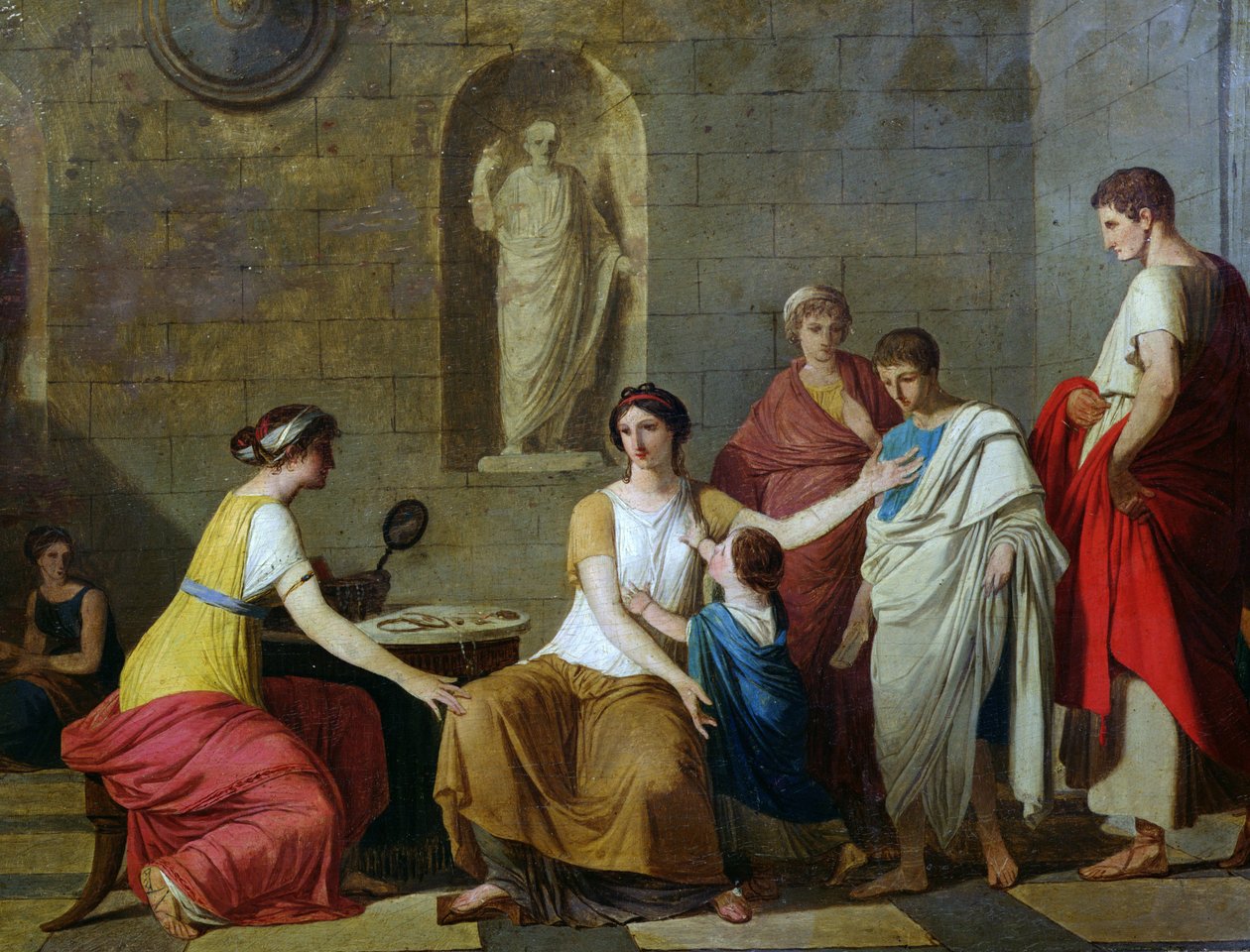 The Mother of the Gracchi, ca. 1780 (detalj av 221412) av Joseph Benoît Suvée