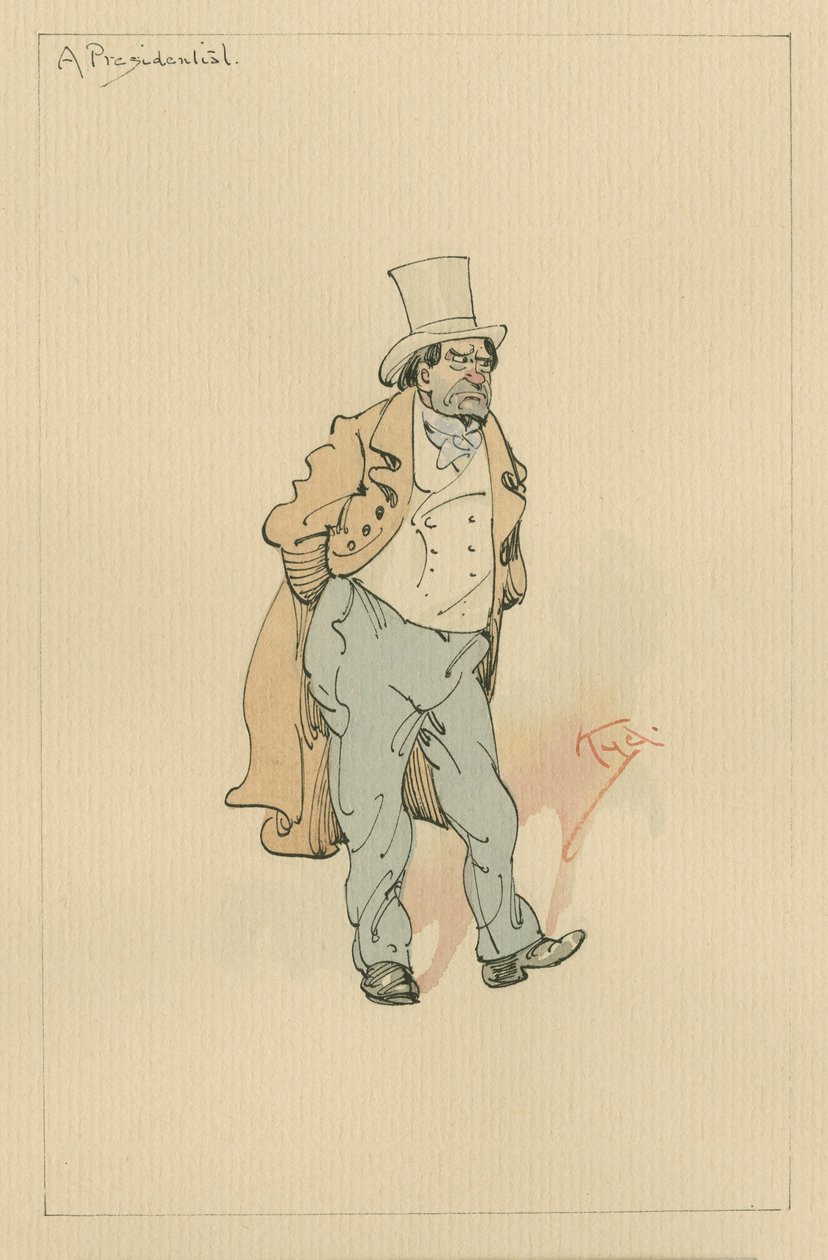 A Presidential, ca. 1920-tallet (penn og blekk med wc på papir) av Joseph Clayton Clarke