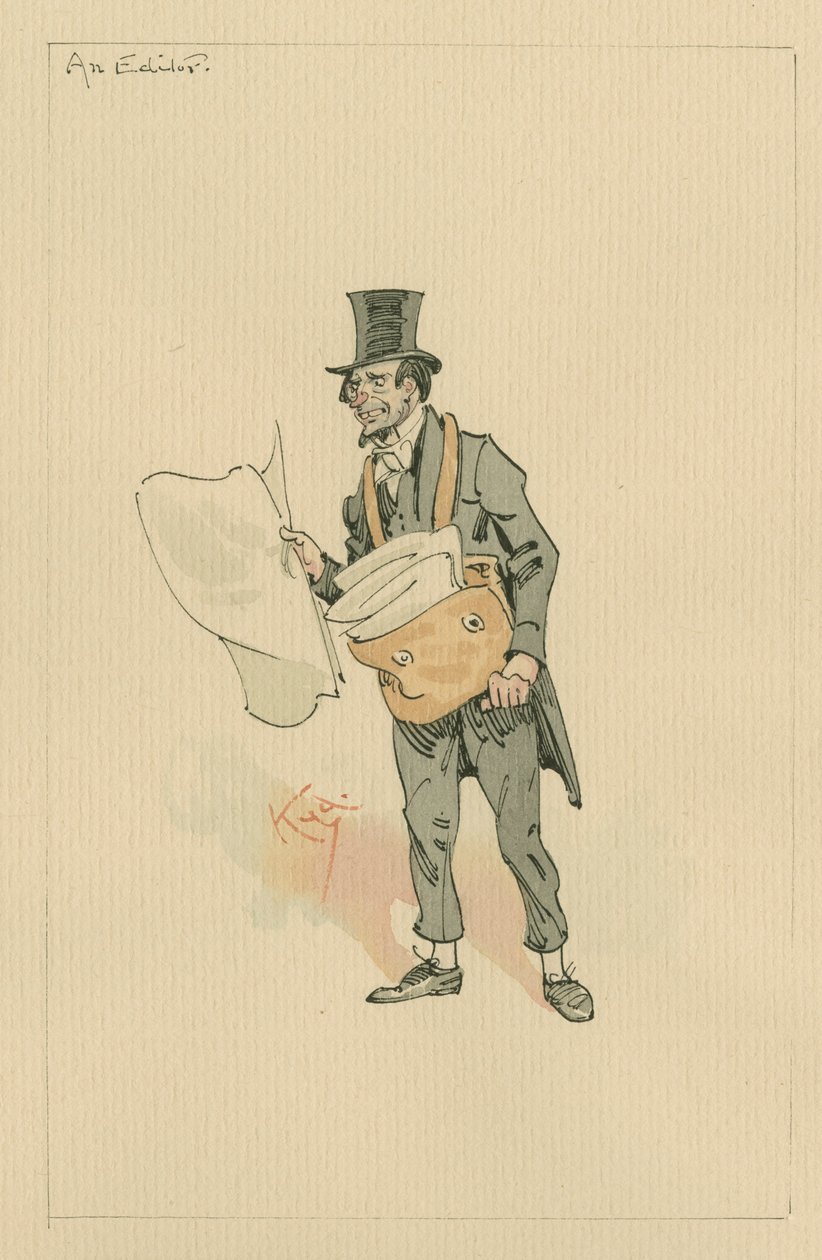 An Editor, ca. 1920-tallet (penn og blekk med wc på papir) av Joseph Clayton Clarke