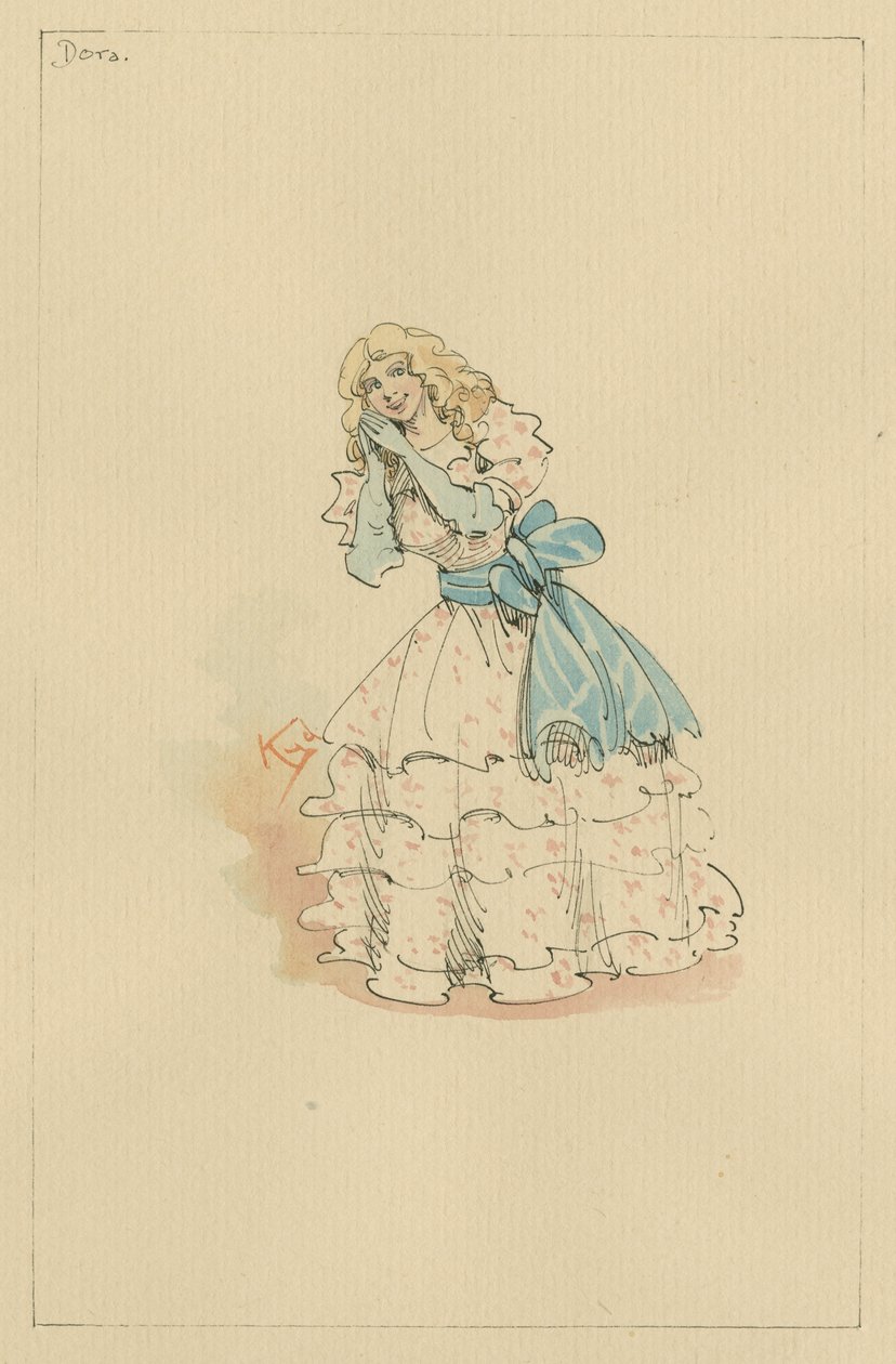 Dora Spenlow, ca. 1920-tallet (penn og blekk med wc på papir) av Joseph Clayton Clarke