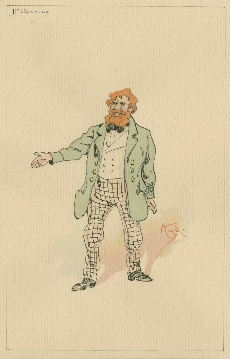 Dr Crocus, ca. 1920-tallet (penn og blekk med wc på papir) av Joseph Clayton Clarke