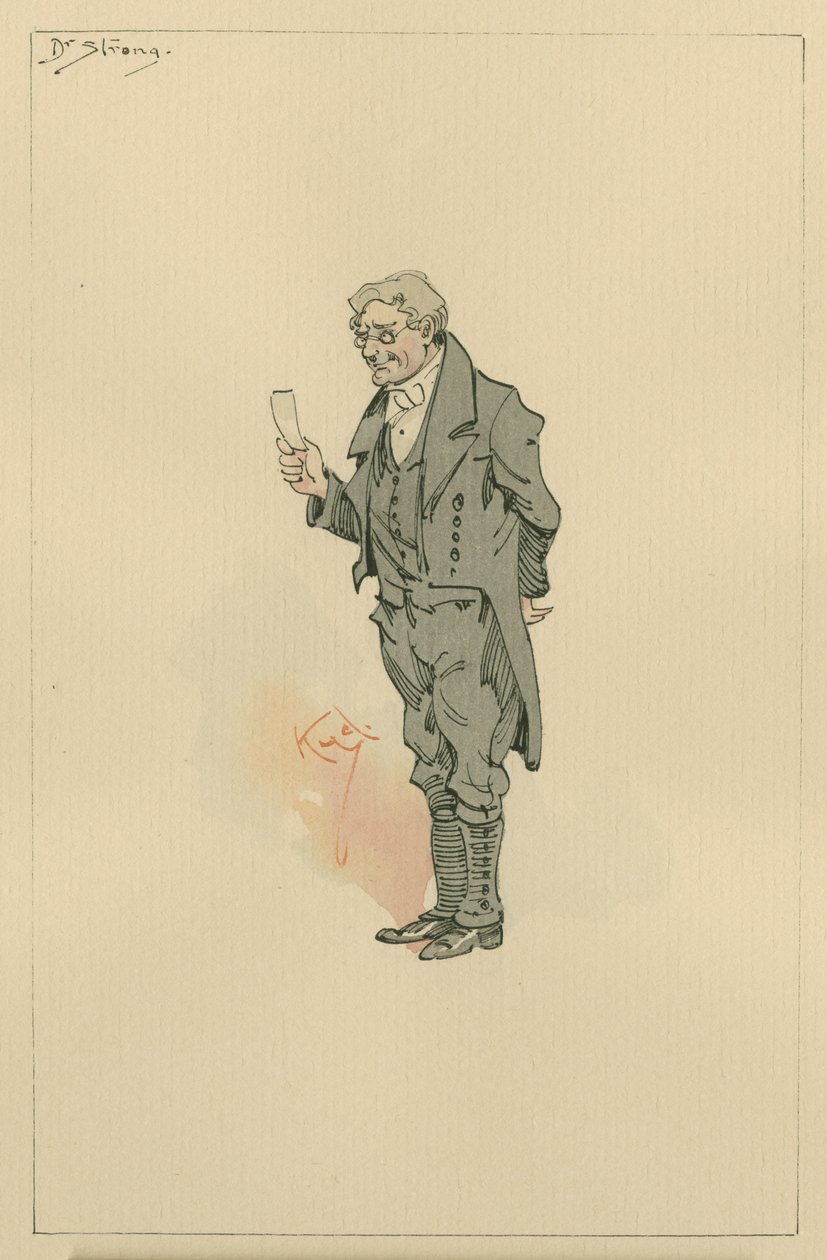 Dr Strong, ca. 1920-tallet (penn og blekk med wc på papir) av Joseph Clayton Clarke