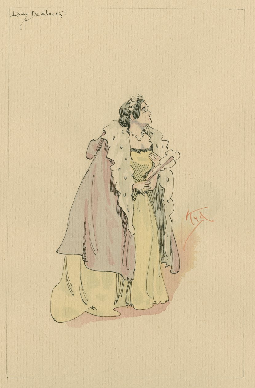 Lady Dedlock, ca. 1920-tallet (penn og blekk med wc på papir) av Joseph Clayton Clarke