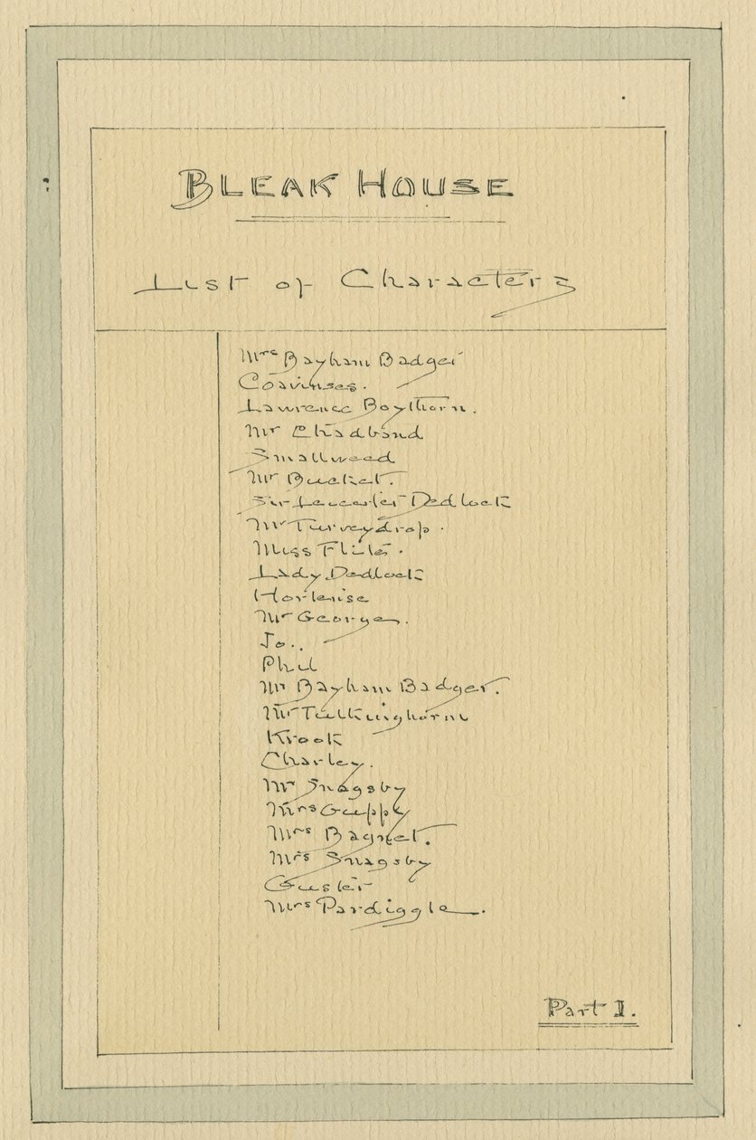 Liste over tegn, ca. 1920-tallet (penn og blekk med wc på papir) av Joseph Clayton Clarke